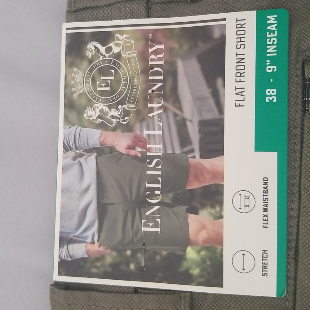 ENGLISH LAUNDRY MEN'S FLAT FRONT SHORTS SZ:38 9" INSEAM